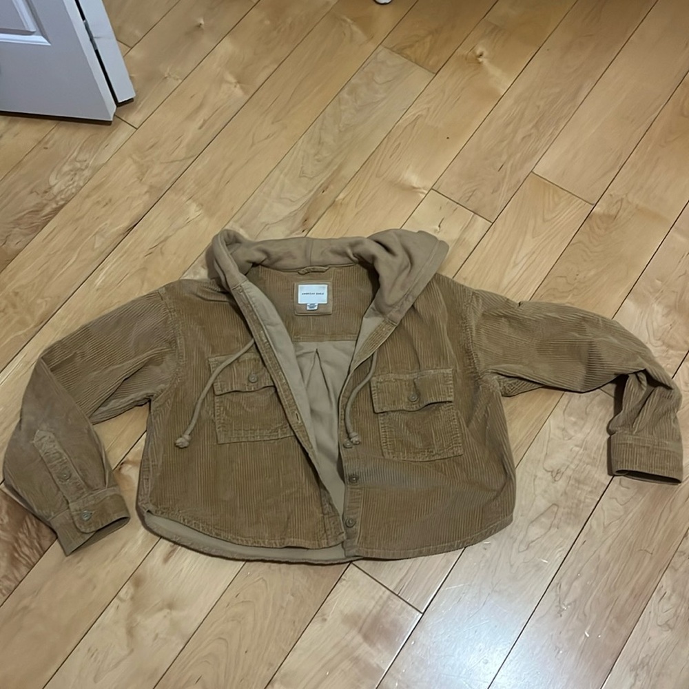Hooded crop corduroy American Eagle jacket